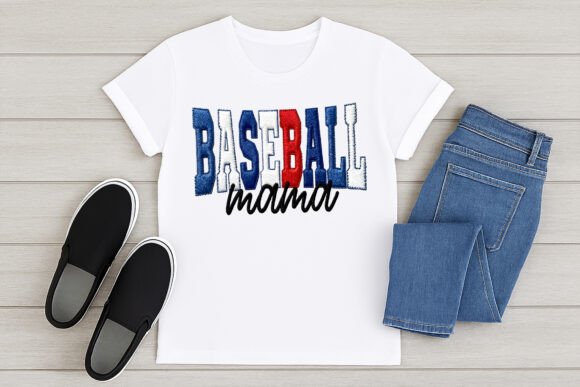 Baseball Mama Embroidery Style PNG