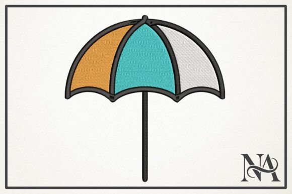 Colorful Umbrella Embroidery Design