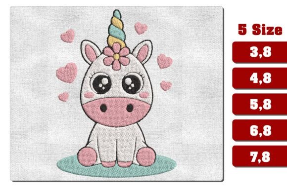Cute Baby Unicorn Heart Embroidery File
