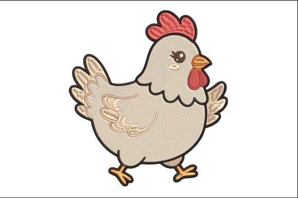 Cute Farm Chicken Embroidery Design
