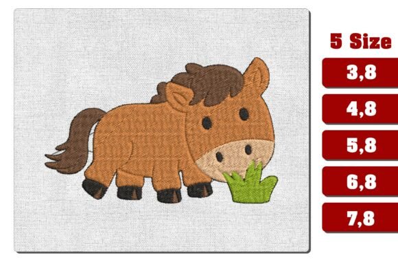 Cute Grazing Horse Pony Embroidery File