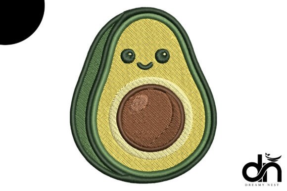 Cute Smiling Avocado Embroidery Design