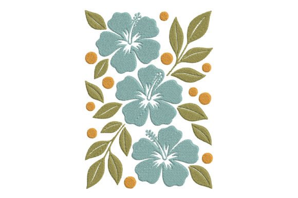 Embroidery Hibiscus Flowers Design
