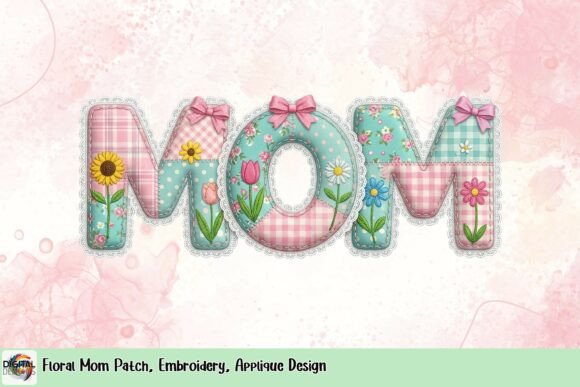 Floral Mom Patch Embroidery Design