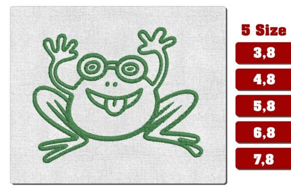 Frog with Glasses Funny Line Embroidery