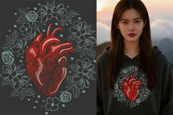 Heart and Floral Embroidery