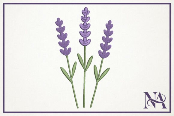 Lavender Sprig Floral Embroidery Design
