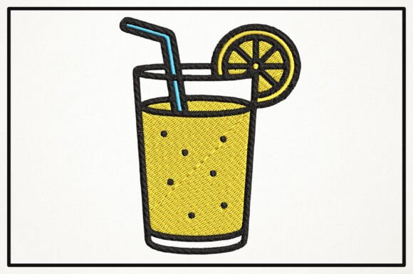 Lemon Juice Glass Embroidery Design