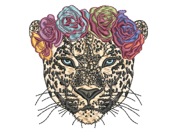 Leopard Rose Embroidery Design