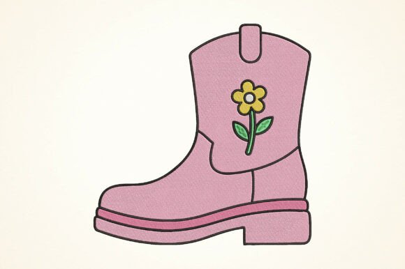 Pink Cowgirl Boot Embroidery Design