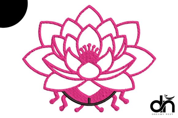 Pink Lotus Flower Embroidery Design