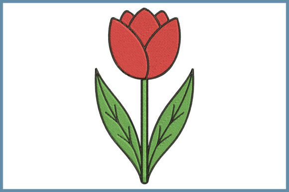 Red Tulip Embroidery Design