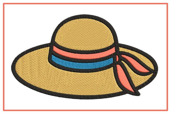 Summer Straw Hat Embroidery Design