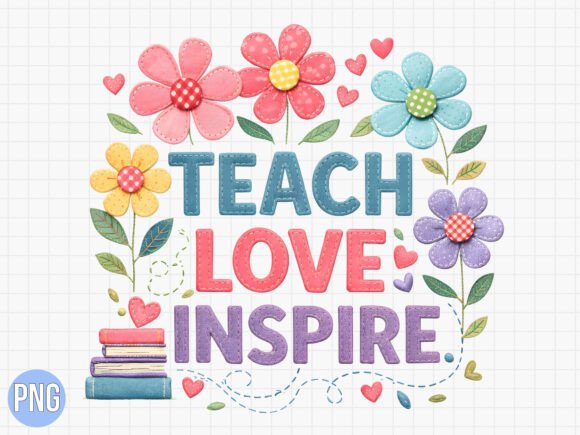 Teacher Floral Embroidery PNG