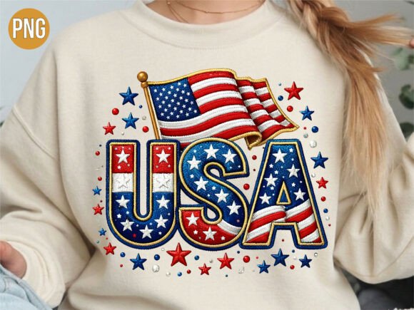 USA Flag Embroidery Texture USA PNG