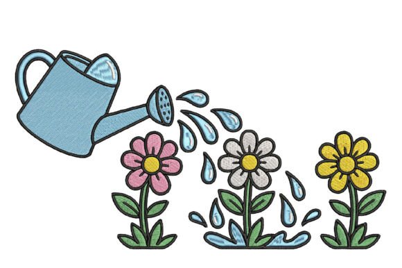 Watering Flowers Embroidery