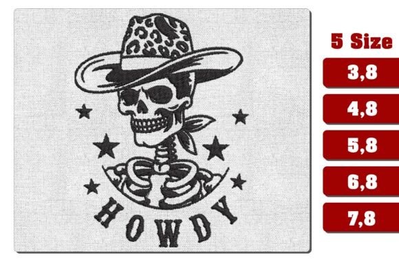 Western Howdy Skull Embroidery File